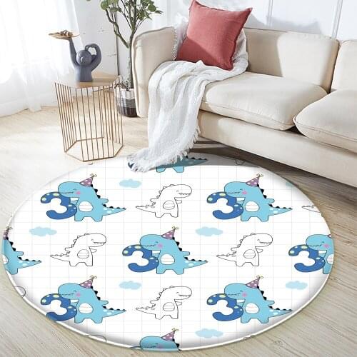 2021 New Cute Animal Kids Round Rugs Childrens Carpets For Baby Home Living Room Bedroom Kitchen Door Floor Bath Mats Carpet