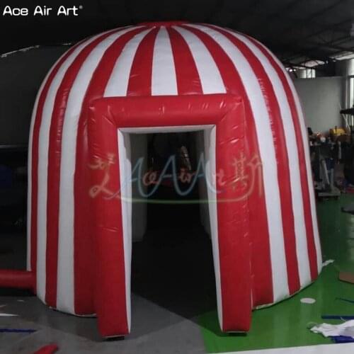 4m diameter x 2.5m H PVC circus dome inflatable igloo dome tent red and white canopy with 2 Doors for France