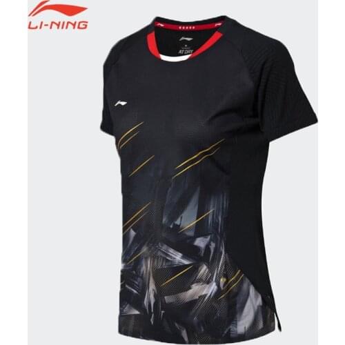 Lining Summer Women Badminton Clothes Quick Drying Breathable Sportswear Badminton T-shirt AAYN104