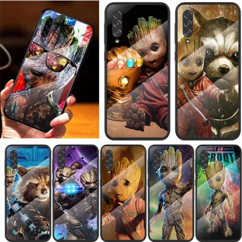 Hot Marvel Guardians Groot For Samsung Note 20 10 9 8 Ultra Lite Plus 5G A70 A50 A40 A30 A20 A10 Tempered Glass Phone Case