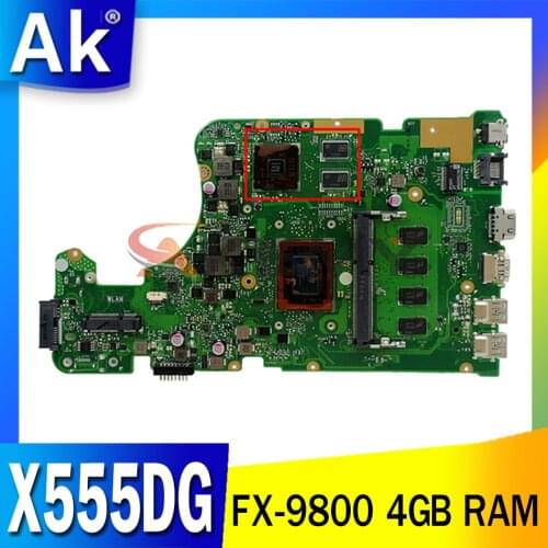 Akemy X555DG with FX-9800 4GB RAM For Asus X555YI X555D A555D X555Y X555DG notebook motherboard tested full 100