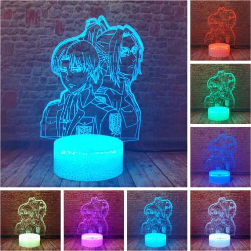 Levi Model 3D Illusion LED Nightlight Colors Change Desk Lamp Manga Hange Zoe Attack Titan Anime action & toy figures baby