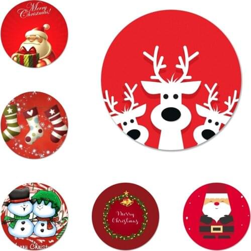 Cartoon Merry Christmas Icons Pins Badge Decoration Brooches Metal Badges For Clothes Backpack Decoration 58mm