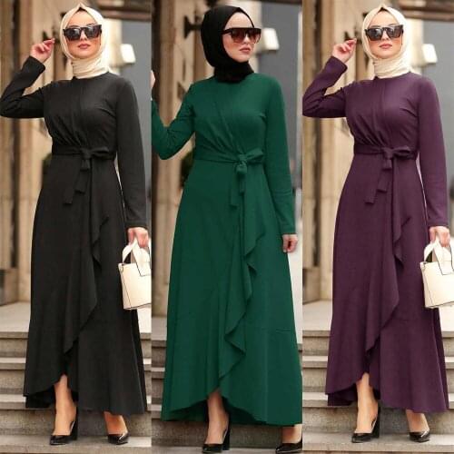 Muslim Abaya Irregular Ruffles Cardigan Dress Nida Hijab Kimono Long Robe Gowns Tunic Jubah Ramadan Eid Arab Islamic Turkey