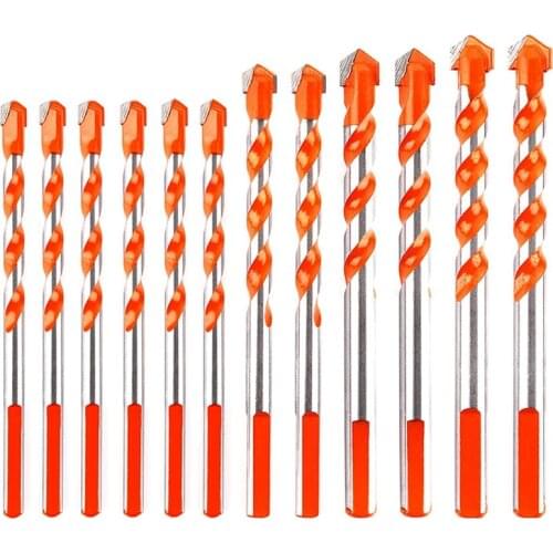 12Pcs Multi-Function Punching Drill Bit Set Carbide Tips Twist Drill Bit for Wall Mirror Metal Tile Wood Marble Glass