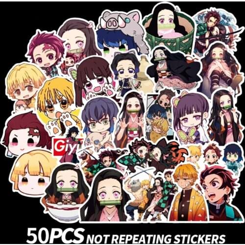 50pcs Demon Slayer Anime Kimetsu No Yaiba Stickers DIY Cartoon Car Waterproof Graffiti Sticker Motorcycle Luggage Skateboard