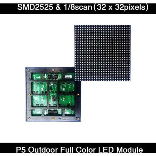 Cheap Price Outdoor Full Color Video Wall LED Module P5 SMD2525 Size 160mm x 160mm 1/8Scan Panel 32 x 32pixels