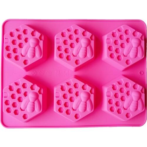 New 6 Cavities Honeybee Silicone Soap Mold for Making Soaps 3D Diy Spa Handmade Mould Decoration Massage Therapy Tray Tools