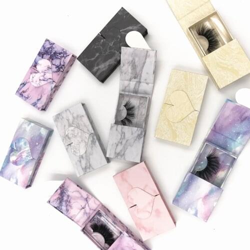 New Wholesale false eyelashes package makeup eyelash packaging box lash boxes packaging mink lashes case Colored marble vendors