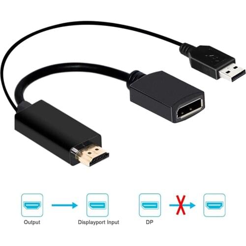 4K USB Powered HDMI Male to DP Display Port Female Converter Adapter Devices HDMI Cable Adapter Converter For HP/DELL Laptop PC