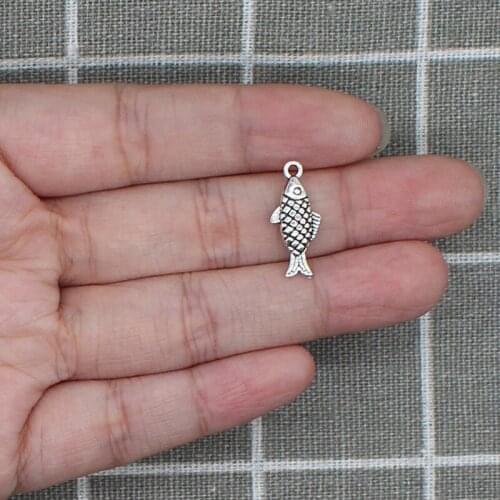 15pcs 20x9mm Charms Double Sided Fish Antique Making Pendant fit Vintage Tibetan Bronze Silver color DIY Handmade Jewelry X1851