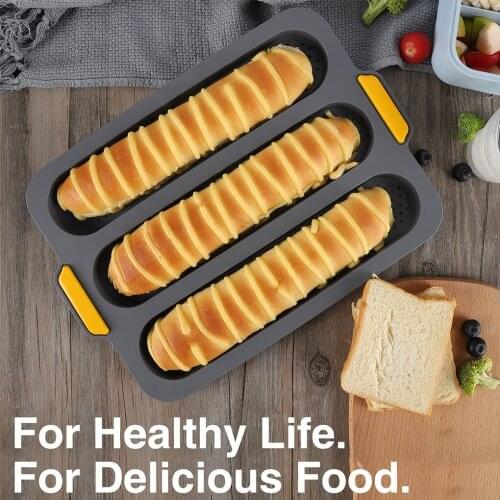 Silicone French Bread Baking Mold Set Bread Wave Baking Tray Practical Cake Baguette Mold Pans 3 Groove Waves Bread Baking Tool