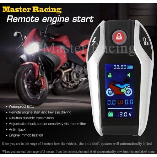 2 Two Way Motorcycle Anti-theft Alarm System Auto Lock Unlock Tire Pressure Monitor Keyless Remote Engine Start