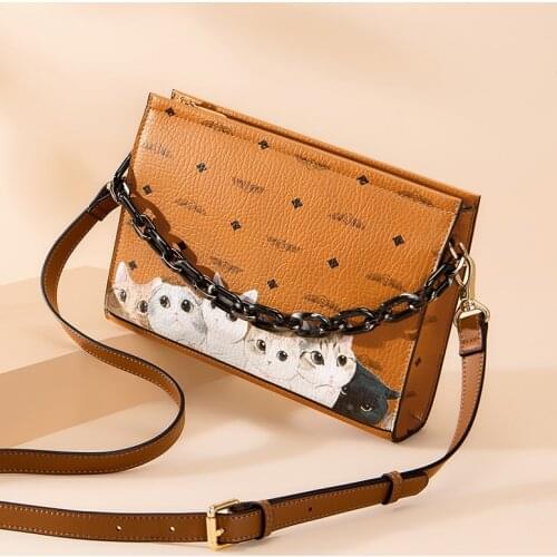 Cartoon Cat Crossbody Bags Womens Shoulder Bags Lady Casual Cute Mini Cross Body Purse All-Match Messenger Bag for Female