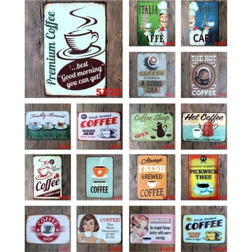 Vintage Metal Plaques Premium Coffee Best Good Morning You Can Get! Fresh Brewed Coffee Served Here Cafe Coffee Shop Decoration