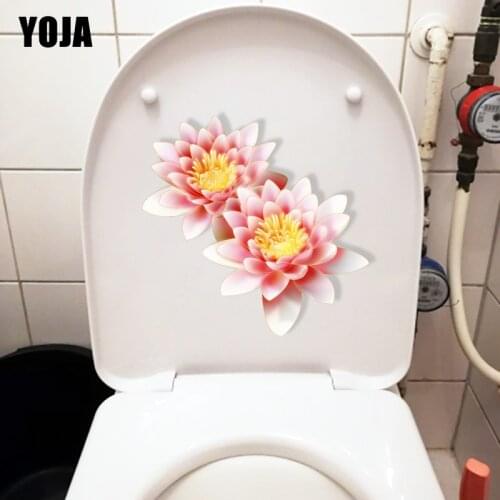 YOJA 21.1*20.3CM Red Water Lotus Classic Bathroom Toilet Stikcer Home Living Room Wall Decor T1-0657
