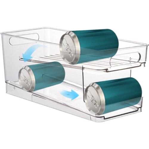 1Pc Standing Kitchen Cans Dispenser Storage Organizer Bin for Canned Food Soups Compact Vertical Holder Transparent