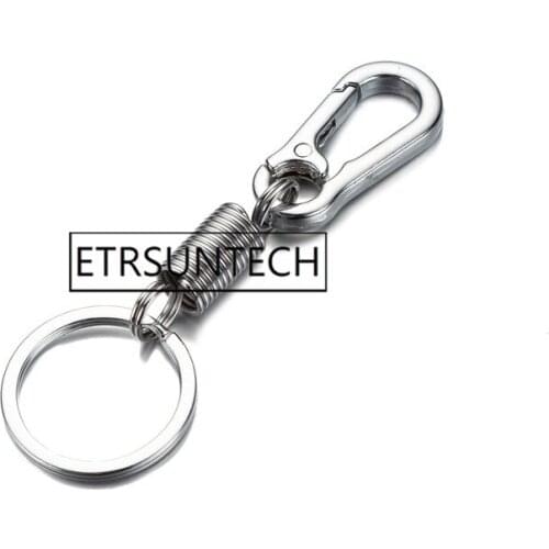 200pcs Outdoor Camping Hiking Stainless Steel Retractable Buckle Hanging Carabiner Keychain Waist Belt Clip Anti-lost Keyring