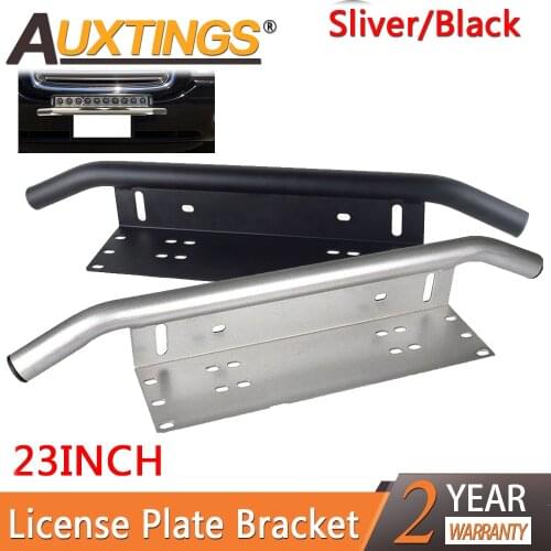 23'' Black Sliver Aluminum Bull Bar Front Bumper License Plate Mount Bar led work light Light Bar bracket Kit For Offroad ATV