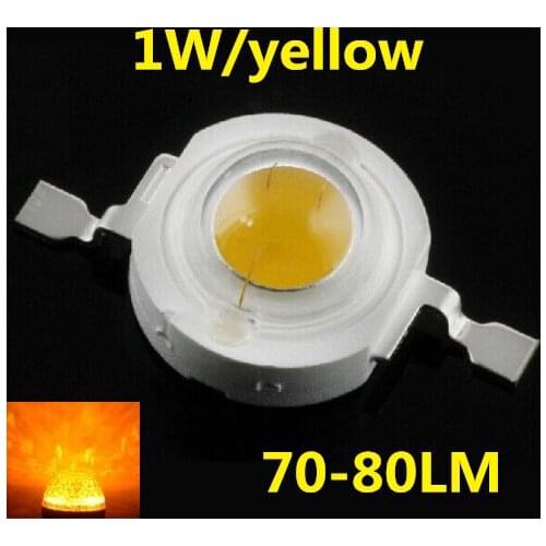50pcs/lot 1W LED Yellow Light Source High Power Chip 350mA 70-80LM 3.3-3.5V 580-590nm LED Lamps Diodes With Brand Chip FreeShip