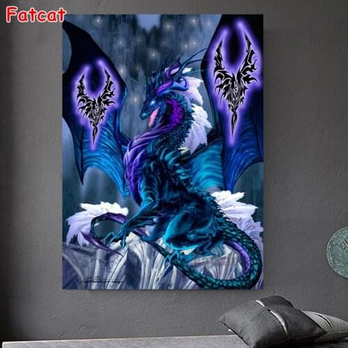 5D DIY Diamond Painting Dragon Animal Diamond Embroidery Full Square Round Drill Mosaic Resin Living Room wall Decor art PP1928