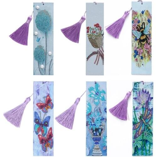 5D DIY Diamond Painting Bookmark Leather Tassel Book Marks Special Shaped Diamond Embroidery Craft Art Book Decorations Cuadros
