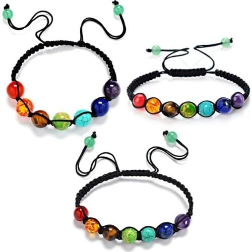 7 Chakra Healing Beaded Bracelet Reiki Prayer Balance Beads Bracelet Handmade Braided Bangles For Women Men Adjustable Jewelry