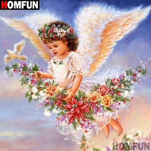 Homfun Full Square/Round Drill 5D DIY Diamond Painting "Angel girl"3D Embroidery Cross Stitch Home Decor Gift A10499
