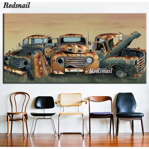 Full Square Round Drill 5D DIY Diamond Painting old car Three truck Painting 3D Embroidery Cross Stitch 5D large size Gift EE480