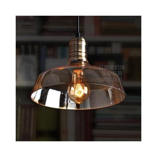 American Retro Vintage Pendant Lights Clear Glass Lampshade Loft Pendant Lamps E27 for Dinning Room Home Decoration Lighting