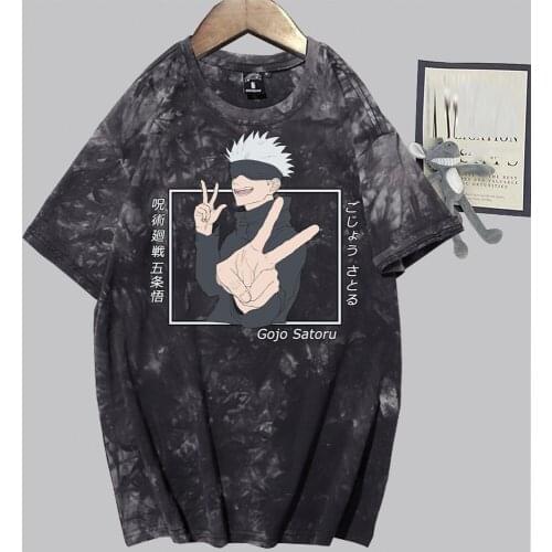 Anime Harajuku Funly Gojo Satoru T Shirt New Fashion Summen Tie Dye T Shirt Jujutsu Kaisen Print Men Women Tee Shirt Clothes