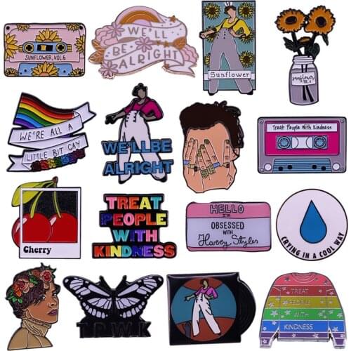 BG766 Rainbow LGBT Brooch Enamel Pins Cute Sunflower Brooches Bag Clothes Lapel Pin Badges Denim Jewelry for Kids Women