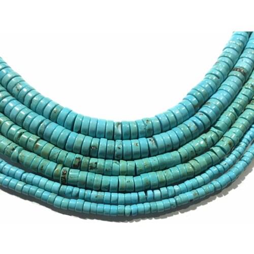 Factory Price Natural Stone Blue Turquoise Rondelle Loose Beads Healing Energy 15" Strand Jewelry Making DIY Bracelet Necklace