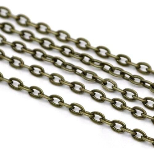 DoreenBeads Iron Based Alloy Link Cable Chain Findings Antique Bronze Color DIY Making Necklace Bracelets Jewelry Gift 3x2mm,10M