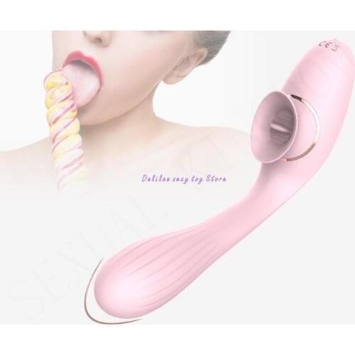 Dual Motor Vibrator Tongue Licking AV Wand 10 Modes Stick G-spot Clitoral Stimulator Female Masturbator Adult Sex Toys for Woman