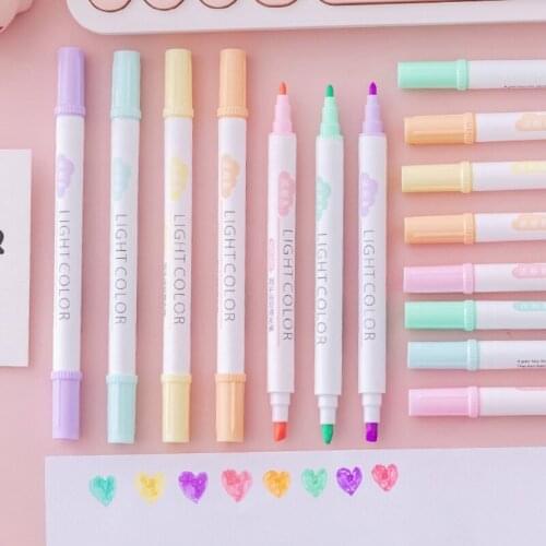 6 Colors Double Head Highlighter Fluorescent Markers Drawing Pen Stationery Gift K92C