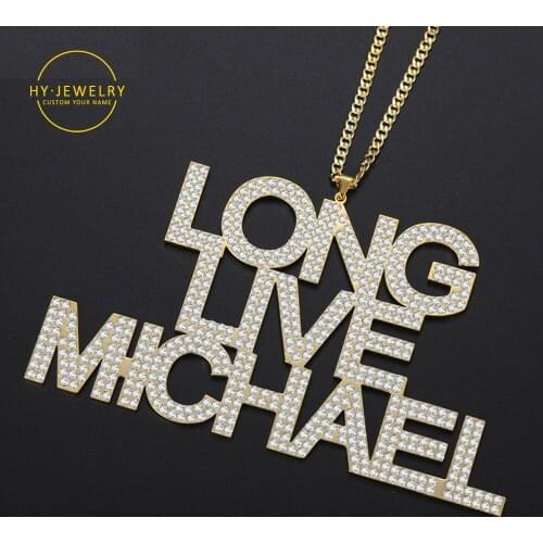 Personalized Custom Name Necklace Iced Out Necklace HipHop Stainless Steel Charm Jewelry For Men Fashion Big Letter Cuban Chain