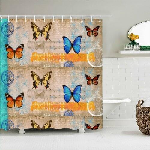 Beautiful Butterfly Pattern 3D Printing Shower Curtain Waterproof Bathroom Decoration Home Decoration
