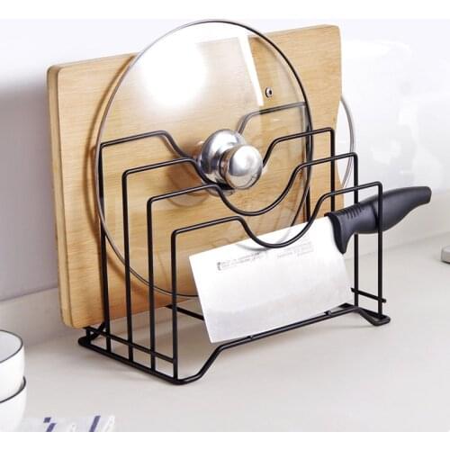 Kitchen Pot Lid Rack Pan Shelf Cutting Board Holder Storage Pot Lid Organizer Stand Stainless Steel Dish Kitchen Rack Accessory