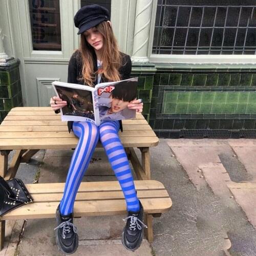 Mesh Trensparent Slim Casual Fashion Bottoms Striped Asymmetrical Seamless Leggings Patchwork Skinny Autumn Y2K Fitness Outfit