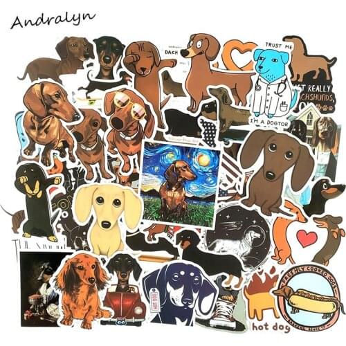 10/50Pcs Dachshund Dog Stickers Waterproof For On Skateboard Hydro Fask Motorcycle Laptop Phone Cartoon Adhesive Sticker