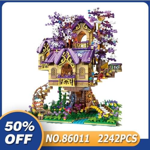 New MOC 86011 Purple Fairy Tree House 2242PCS Modular Building Blocks Bricks Educational Toys Birthday Gift