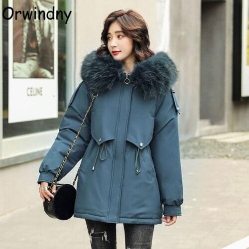 Orwindny Winter Coat Women Thickening Warm Wool Lining Parkas Snow Wear Slim Fashion Female Jacket Plus Size 4XL Padded Clothes