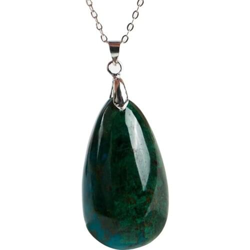 Genuine Chrysocolla Malachite Natural Stone Waterdrop Bead Deep Green Stone Women Pendant 36*20*14mm