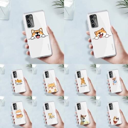 Corgi Phone Case Transparent For Huawei MATE P 40 30 20 10 pro plus lite X 5G Soft TPU Clear Mobile bags