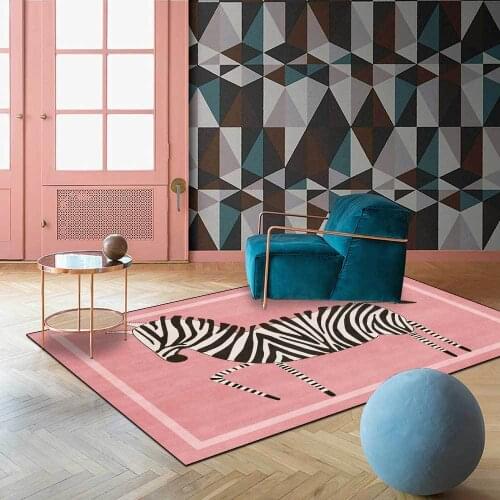 Pink Cute Zebra 3D Printing Carpets For Kids Bedroom Game Rugs Baby Crawl Mat Cartoon Animals Pattern Rug Play Area Child Carpet