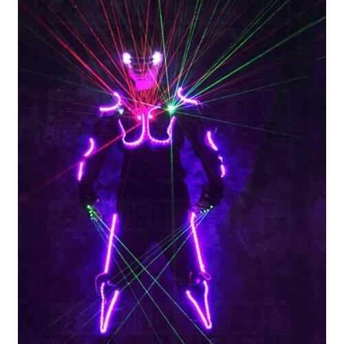 LED tron costume Free shipping mens light up led light costume performance wear