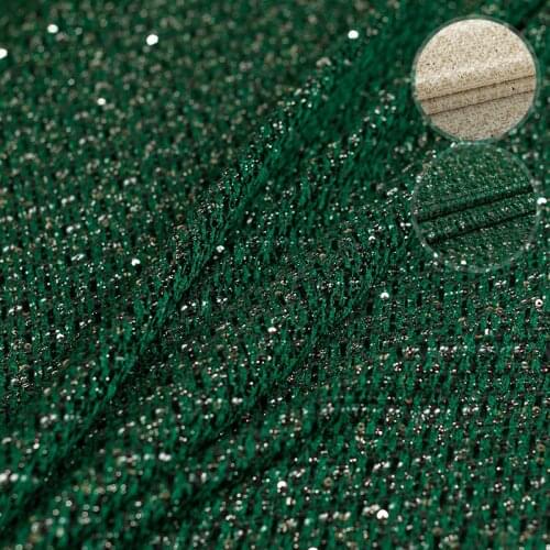 The Cloth France Green Sequins Tweed Fabrics Autumn Jacket Dress Suits Garment Materials The Sewing Cloth Meter Freeshipping