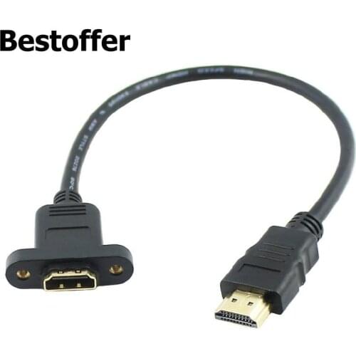 HDMI A 1.4 19Pin Male to Hdmi A Type Female Extension Cable 30cm Length with Screw Hole Free Shipping