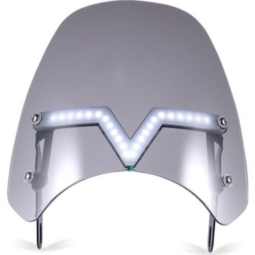 Universal Motorcycle led Signal Light Windscreen Windshield Wind Deflector Scooter Moto Retro Wind Screen for 5"6" 7" Headlight